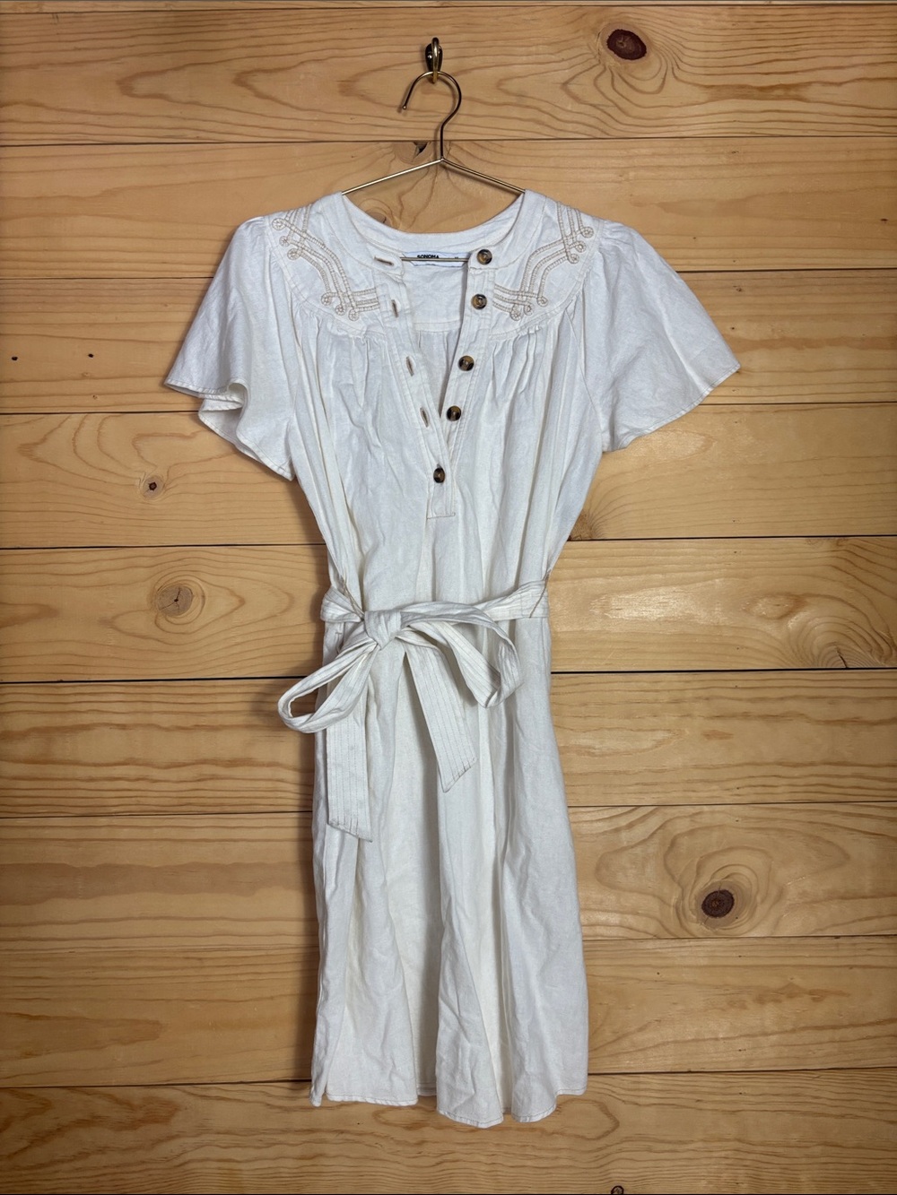Sonoma white linen blend western style mini dress XS